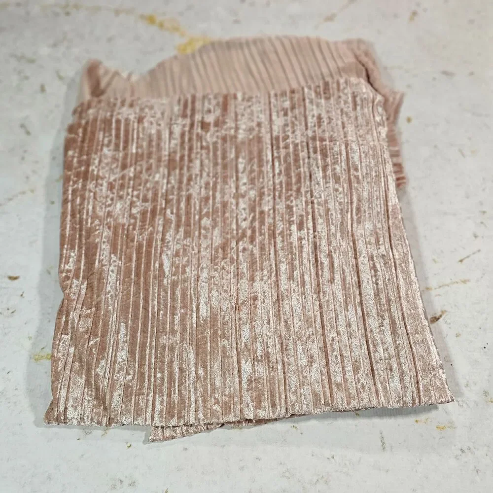 Blush Pink Crushed Velour Velvet Pleated Ribbed Fabric 55x60 Craft Sewing Destas